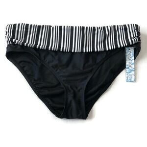 Into the Bleu by Amerex Womens Hipster Bikini Bottom Size 12 Black  Waist